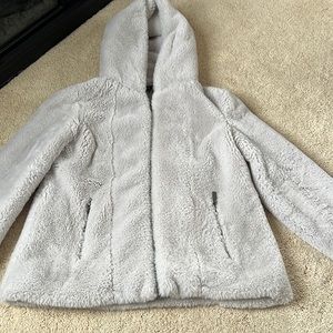 Vera Wang sherpa zip up hooded jacket